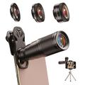 Kit di lenti per fotocamere per telefoni APEXEL, teleobiettivo 22X + grandangolo 120° + obiettivo macro 25X + obiettivo fish eye 205°