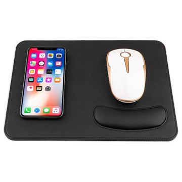 2 in 1 Qi Wireless Charging Mouse Pad w/ Wrist Support Black 2 in 1 Qi Wireless Charging Mouse Pad w/ Wrist Support Black