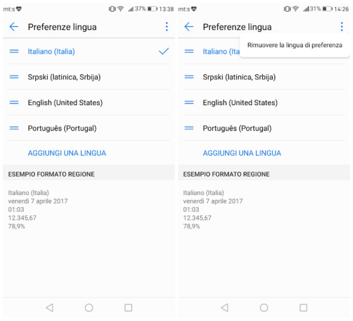 Come aggiungere una lingua con Android 7.0