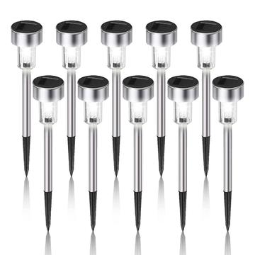 Confezione da 10 luci solari a LED in acciaio inossidabile - bianco freddo