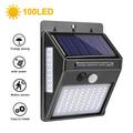 Lampada da parete solare per esterni a 100 LED su tre lati con sensore di movimento