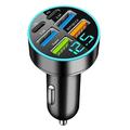 Caricabatterie da auto rapido PD/QC3.0 a 6 porte da 100W - 2x USB-C, 4x USB-A - Nero