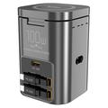 Stazione di ricarica da tavolo GaN da 100W con ricarica wireless da 25W, 2 cavi USB-C - Nero