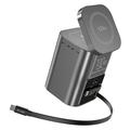 Stazione di ricarica da tavolo GaN da 100W con ricarica wireless da 25W, 2 cavi USB-C - Nero