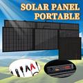 Pannello solare portatile da 100W con triplo ripiegamento e caricatore per campeggio ed escursionismo - IP65 - Nero
