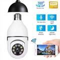 Telecamera di sicurezza PTZ WiFi 1080p con attacco per lampadina E27 e visione notturna - Bianca