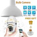Telecamera di sicurezza PTZ WiFi 1080p con attacco per lampadina E27 e visione notturna - Bianca