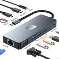 Docking station hub USB-C multiporta 11 in 1 con HDMI/DP/VGA/USB-C/USB-A/SD/TF