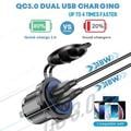 Caricabatterie USB doppio QC3.0 da 12V/24V con presa accendisigari per auto, barche e camper