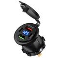 Presa di ricarica USB 12V/24V con indicatore di tensione per auto, barche, moto e camion