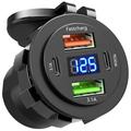 Presa di ricarica USB 12V/24V con indicatore di tensione per auto, barche, moto e camion