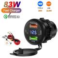 Presa di ricarica USB 12V/24V con indicatore di tensione per auto, barche, moto e camion
