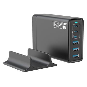 Caricatore da tavolo GaN da 135W / Stazione di ricarica ad alta velocità a 6 porte - 3x USB-C, 3x USB-A