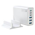 Caricabatterie da tavolo GaN 135W / Stazione di ricarica ad alta velocità a 6 porte - 3x USB-C, 3x USB-A - Bianco