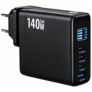 Caricabatterie da parete GaN da 140W con display TFT - 3x USB-C, 1x USB-A