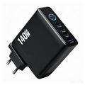 Caricabatterie da parete GaN da 140W con display TFT - 3x USB-C, 1x USB-A