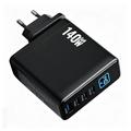 Caricabatterie da parete GaN da 140W con display TFT - 3x USB-C, 1x USB-A