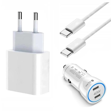 Caricabatterie / Caricatore da auto con cavo da 2 m per iPhone 15 Pro/15 Pro Max/16 Pro/16 Pro Max 20W - Bianco