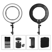 Ring light LED da scrivania da 18" dimmerabile con treppiede e supporto per telefono - nero