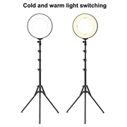Ring light LED da scrivania da 18" dimmerabile con treppiede e supporto per telefono - nero