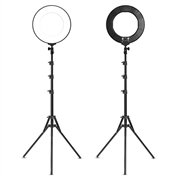 Ring light LED da scrivania da 18" dimmerabile con treppiede e supporto per telefono - nero