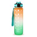 Bottiglia d'acqua sportiva da 1 litro con indicatore del tempo Brocca d'acqua a prova di perdite Bollitore per ufficio scuola campeggio (senza BPA) - Arancione/Verde