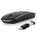 Mouse ottico wireless 2.4G ricaricabile in lega di alluminio con adattatore Type-C per computer desktop e laptop da ufficio - Nero