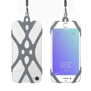 Cinturino da collo 2 in 1 con custodia in silicone per smartphone - 6.5" - Grigio