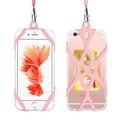 Cinturino da collo 2 in 1 con custodia in silicone per smartphone - 6.5" - Rosa