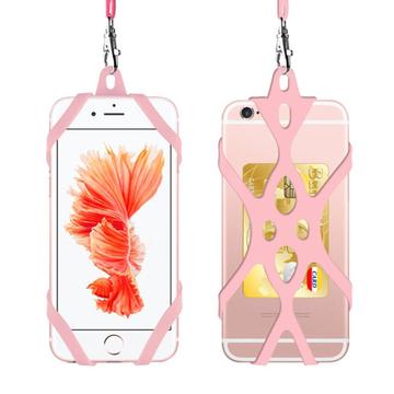 Cinturino da collo 2 in 1 con custodia in silicone per smartphone - 6.5"