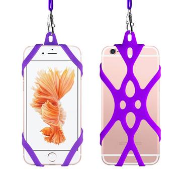Cinturino da collo 2 in 1 con custodia in silicone per smartphone - 6.5" - Viola