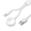 Cavo di ricarica USB-A 2 in 1 per iPhone e Apple Watch - 1m - Bianco