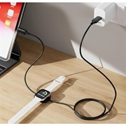 Cavo di ricarica USB-C 2 in 1 con caricatore wireless magnetico per Apple Watch - 1.2m, 100W
