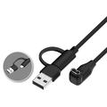 Cavo di ricarica angolato intrecciato 2 in 1 USB-C/USB-A per smartwatch Garmin - 1m
