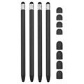 2-in-1 Universal Capacitive Stylus Pen - 4 Pcs. - Black