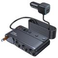 Caricabatterie da auto 9 in 1 da 228 W con splitter per accendisigari a ricarica rapida con interruttori indipendenti e display a LED - Nero