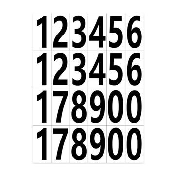 24 pz. Adesivi autoadesivi per numeri civici in fogli - 2.5x5cm - Bianco / Nero