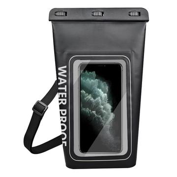 Borsa impermeabile da 2 litri con custodia per smartphone con schermo tattile - Nero