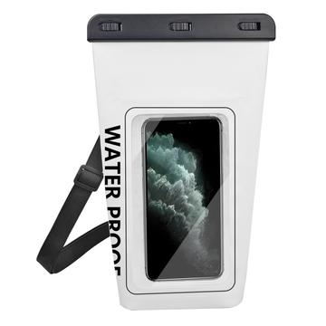 Borsa impermeabile da 2 litri con custodia per smartphone con schermo tattile - Bianco