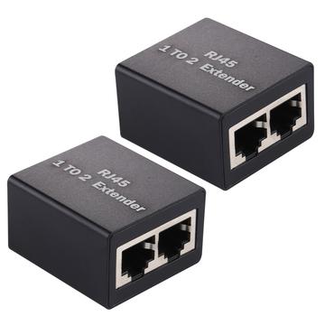Set da 1 a 2 connettori splitter RJ45 in linea LAN Plugs Adattatore estensore cavo Ethernet - 2 Pz.