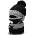 Cappello, maschera e scaldacollo in maglia antivento invernale a 3 pezzi - Nero/Grigio