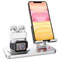 Supporto da Ricarica 3-in-1 Aluminum Alloy per iPhone, Apple Watch, AirPods - Color Argento