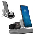 Supporto da Ricarica 3-in-1 Aluminum Alloy per iPhone, Apple Watch, AirPods - Color Argento