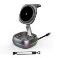Stazione di ricarica wireless magnetica 3 in 1 con illuminazione RGB - 15W - Colore canna di fucile