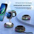 Stazione di ricarica wireless magnetica 3 in 1 con illuminazione RGB - 15W - Colore canna di fucile