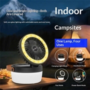 Ventilatore da campeggio solare 3 in 1 con luce e power bank da 3000mAh - Nero