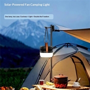 Ventilatore da campeggio solare 3 in 1 con luce e power bank da 3000mAh - Nero