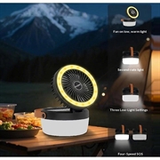 Ventilatore da campeggio solare 3 in 1 con luce e power bank da 3000mAh - Nero