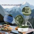 Ventilatore da campeggio solare 3 in 1 con luce e power bank da 3000mAh - Verde militare