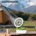 Ventilatore da campeggio solare 3 in 1 con luce e power bank da 3000mAh - Verde militare